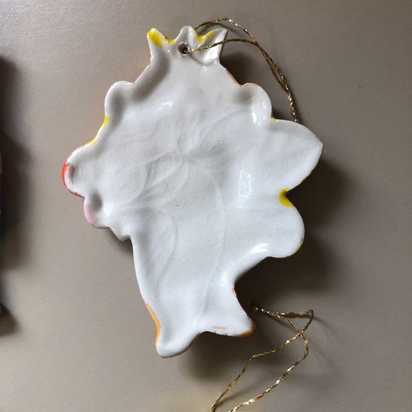 Christmas Tree Ceramic Ornaments Vintage Handpainted Angel Bear Nutcracker Decor - Picture 10 of 12